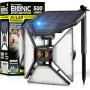 Bell + Howell Bionic Adjustable Spotlight Motion Sensor Outdoor Lights, 500 Lumens Solar Flood Motion Light Outdoor, Solar Security Flood Lights As Seen on TV, Stake Included