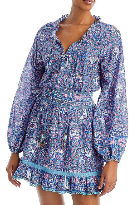 BLUE MULTI Women's Grace Printed Short Mini Dress, US Large