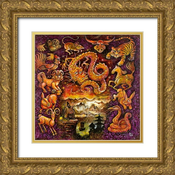 Bell, Bill 12x12 Gold Ornate Wood Framed with Double Matting Museum Art Print Titled - Chinese Zodiac