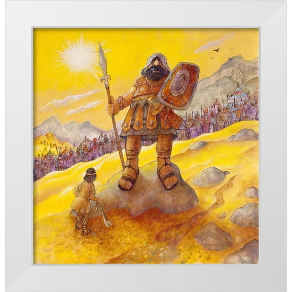 Bell, Bill 12x12 White Modern Wood Framed Museum Art Print Titled - David And Goliath