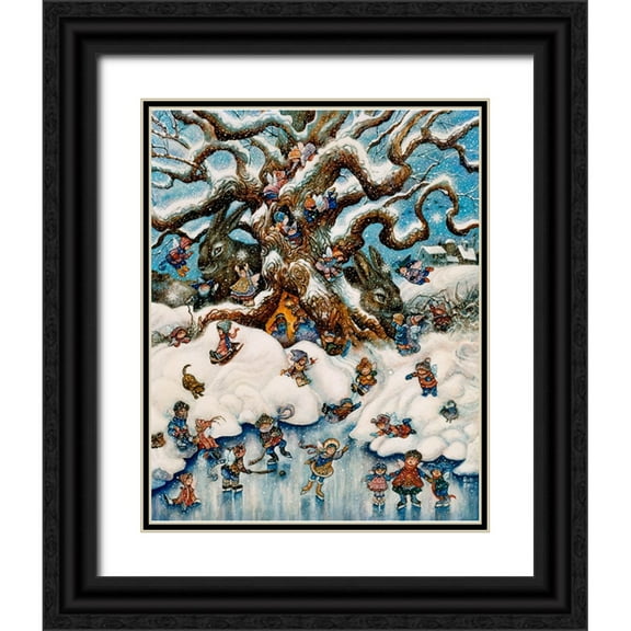 Bell, Bill 12x14 Black Ornate Wood Framed with Double Matting Museum Art Print Titled - The Snow Fairies