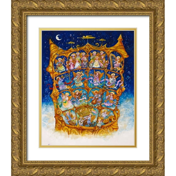 Bell, Bill 12x14 Gold Ornate Wood Framed with Double Matting Museum Art Print Titled - And The Angels Sing