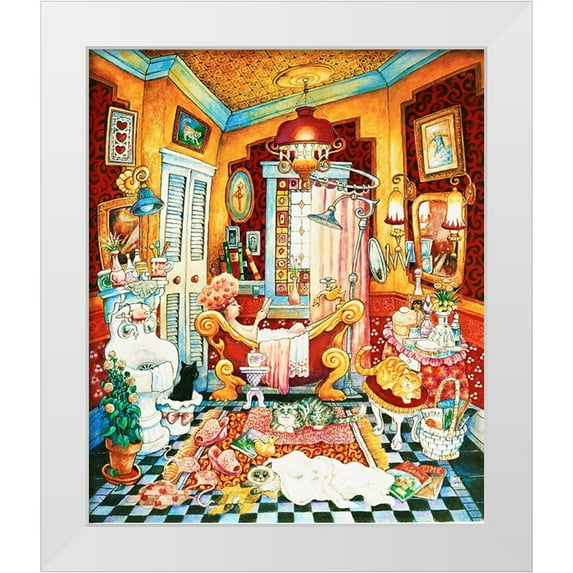 Bell, Bill 12x14 White Modern Wood Framed Museum Art Print Titled - Victorias Bath