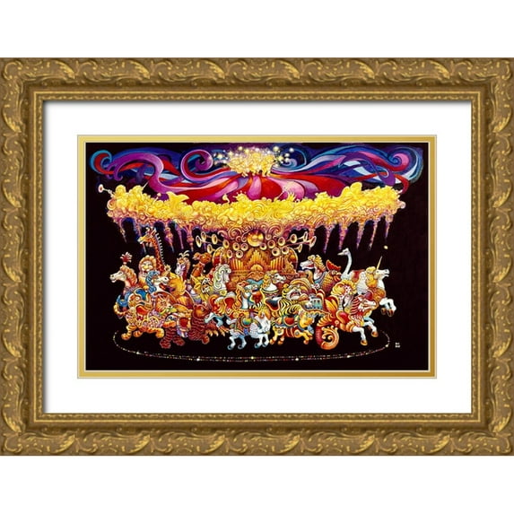 Bell, Bill 14x11 Gold Ornate Wood Framed with Double Matting Museum Art Print Titled - Velvet Carousel