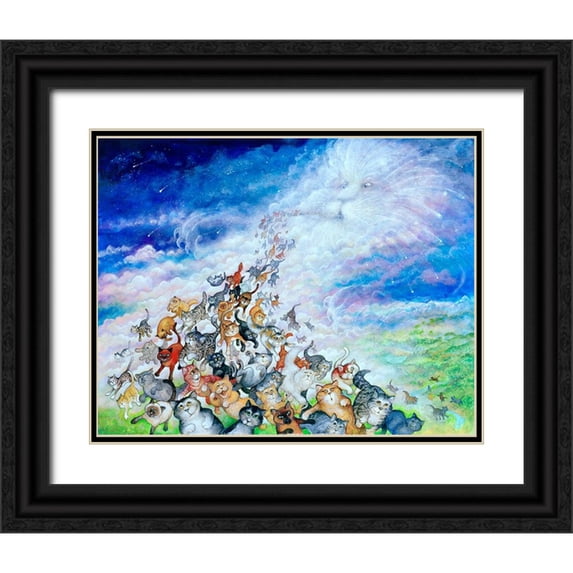 Bell, Bill 14x12 Black Ornate Wood Framed with Double Matting Museum Art Print Titled - God Created Cats