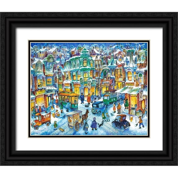 Bell, Bill 14x12 Black Ornate Wood Framed with Double Matting Museum Art Print Titled - Old City Snow