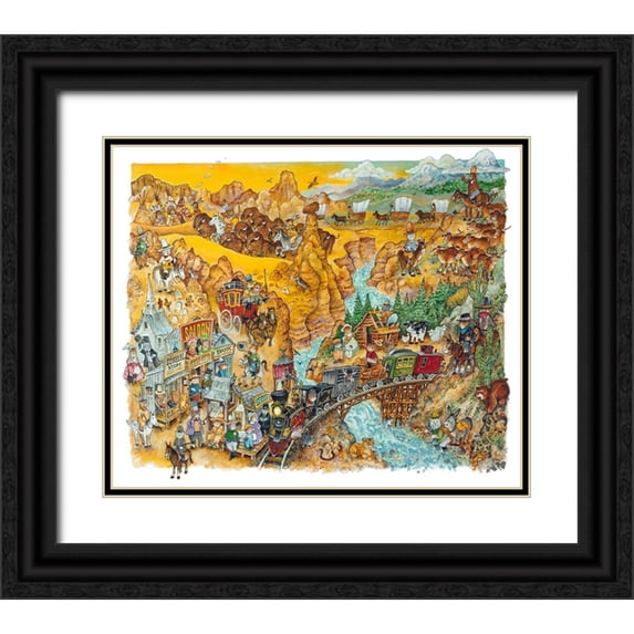 Bell, Bill 14x12 Black Ornate Wood Framed with Double Matting Museum Art Print Titled - Western Cats