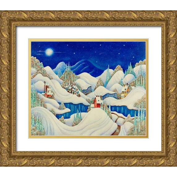 Bell, Bill 14x12 Gold Ornate Wood Framed with Double Matting Museum Art Print Titled - Marshmellow Snow