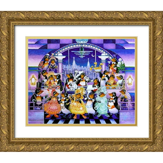 Bell, Bill 14x12 Gold Ornate Wood Framed with Double Matting Museum Art Print Titled - Penguin Penthouse