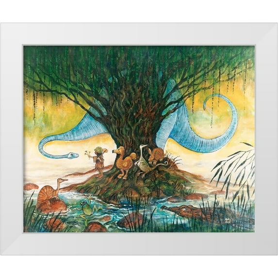 Bell, Bill 14x12 White Modern Wood Framed Museum Art Print Titled - The Blue Brontosaurus