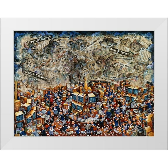 Bell, Bill 14x12 White Modern Wood Framed Museum Art Print Titled - Week On Wall Street
