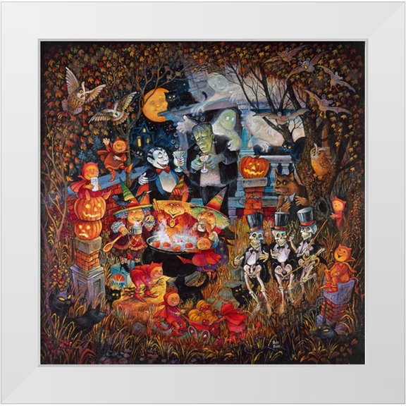 Bell, Bill 15x15 White Modern Wood Framed Museum Art Print Titled - Monsters Night Out