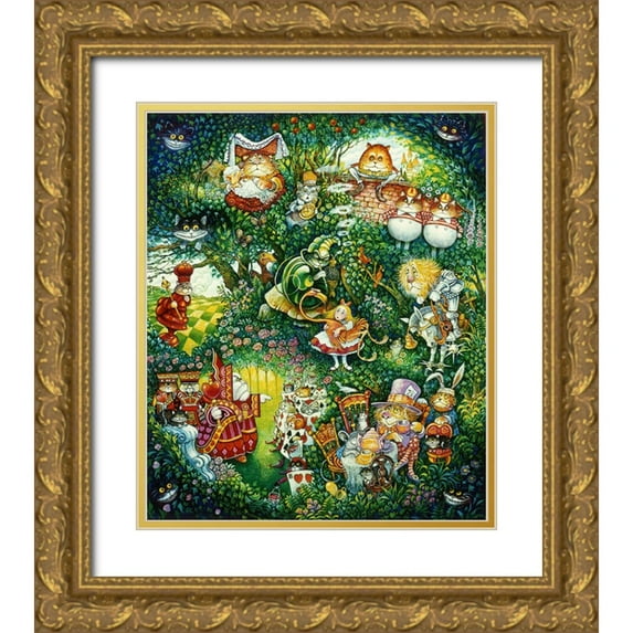 Bell, Bill 15x17 Gold Ornate Wood Framed with Double Matting Museum Art Print Titled - Alice In Pussycat Land