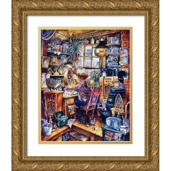 Bell, Bill 15x18 Gold Ornate Wood Framed with Double Matting Museum Art Print Titled - Radio Repairman