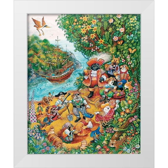 Bell, Bill 15x18 White Modern Wood Framed Museum Art Print Titled - Black Dogs Treasure Island