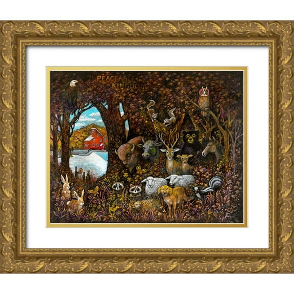 Bell, Bill 18x15 Gold Ornate Wood Framed with Double Matting Museum Art Print Titled - Peaceable Kingdom
