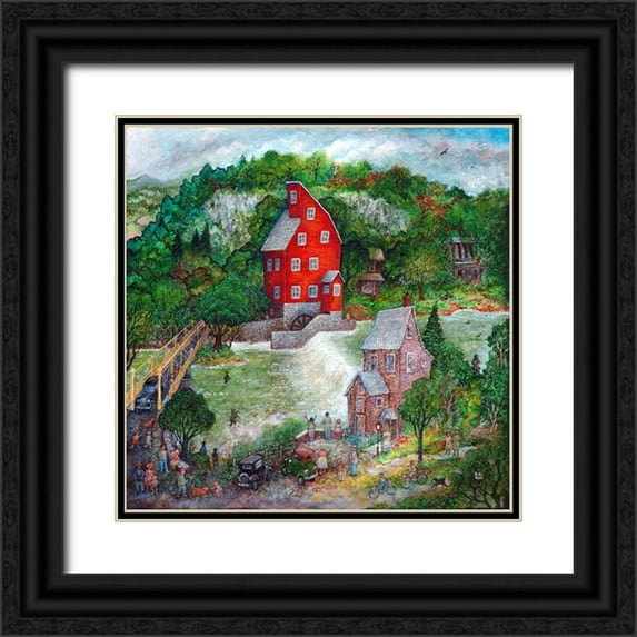 Bell, Bill 20x20 Black Ornate Wood Framed with Double Matting Museum Art Print Titled - The Red Mill