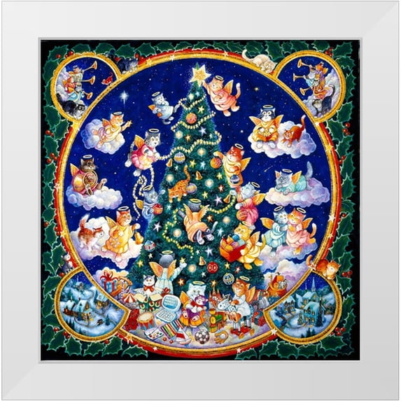 Bell, Bill 20x20 White Modern Wood Framed Museum Art Print Titled - Angel Cats