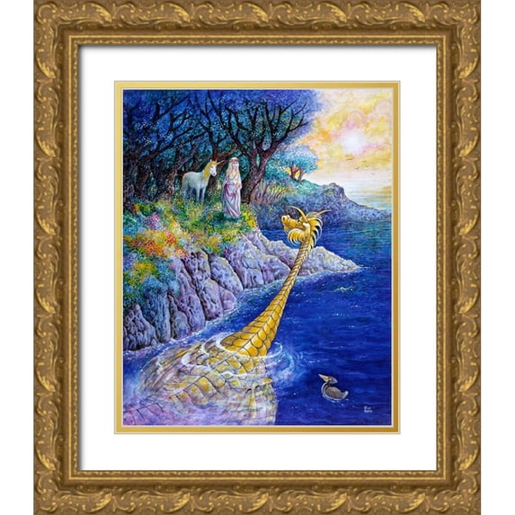 Bell, Bill 20x24 Gold Ornate Wood Framed with Double Matting Museum Art Print Titled - The Blue Lagoon