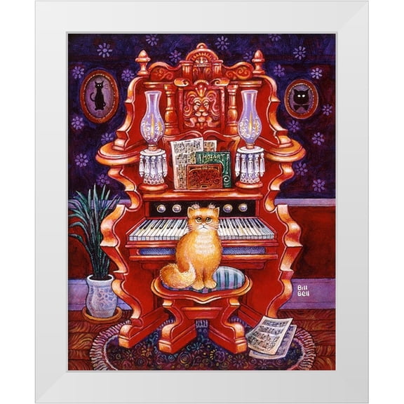 Bell, Bill 20x24 White Modern Wood Framed Museum Art Print Titled - Malcolm W/ Organ