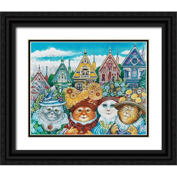 Bell, Bill 24x20 Black Ornate Wood Framed with Double Matting Museum Art Print Titled - Painted Ladies