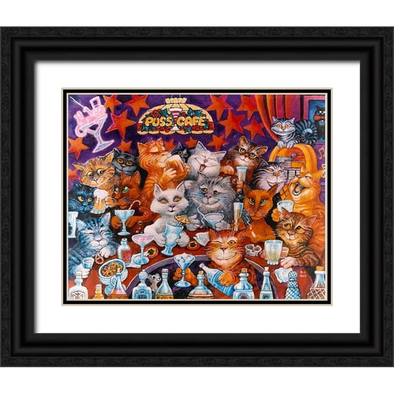 Bell, Bill 24x20 Black Ornate Wood Framed with Double Matting Museum Art Print Titled - Puss Cafe