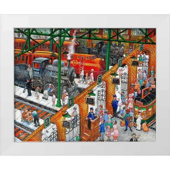 Bell, Bill 24x20 White Modern Wood Framed Museum Art Print Titled - Train Station