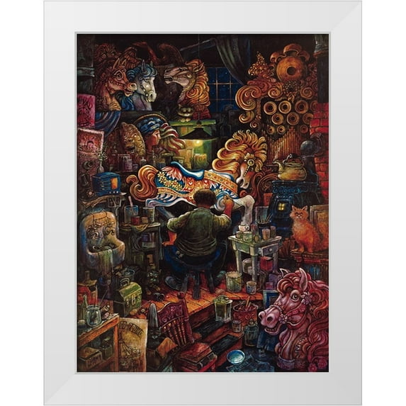 Bell, Bill 25x32 White Modern Wood Framed Museum Art Print Titled - Carousel Man