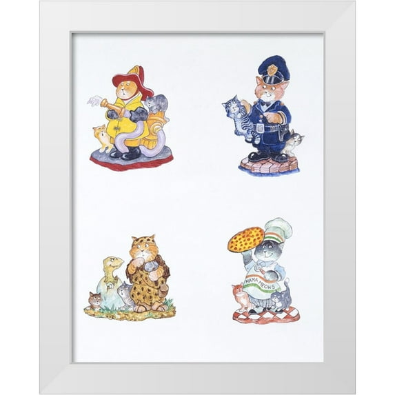 Bell, Bill 25x32 White Modern Wood Framed Museum Art Print Titled - Cat History 3