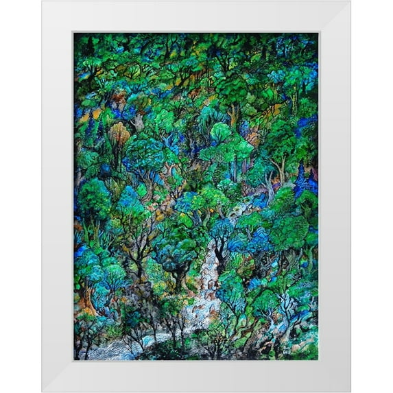 Bell, Bill 25x32 White Modern Wood Framed Museum Art Print Titled - Waterfall