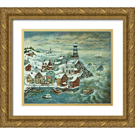 Bell, Bill 30x26 Gold Ornate Wood Framed with Double Matting Museum Art Print Titled - Northern Lights