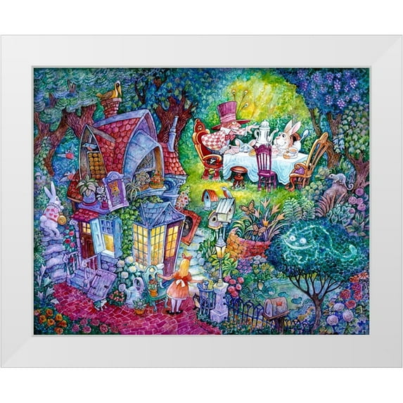 Bell, Bill 32x26 White Modern Wood Framed Museum Art Print Titled - Alice and The Hatter