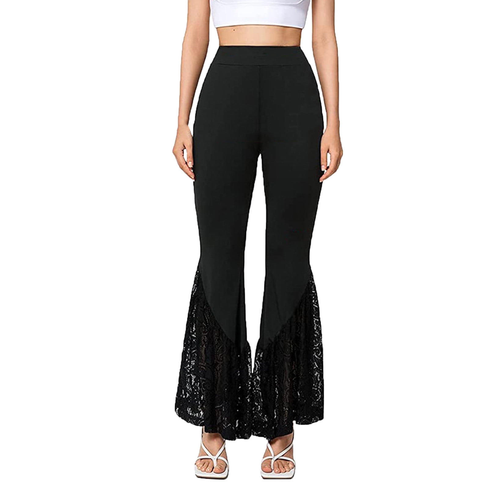 Bell Bottom Flare Pants for Women - High Waisted Stretch Boho Wide Leg ...