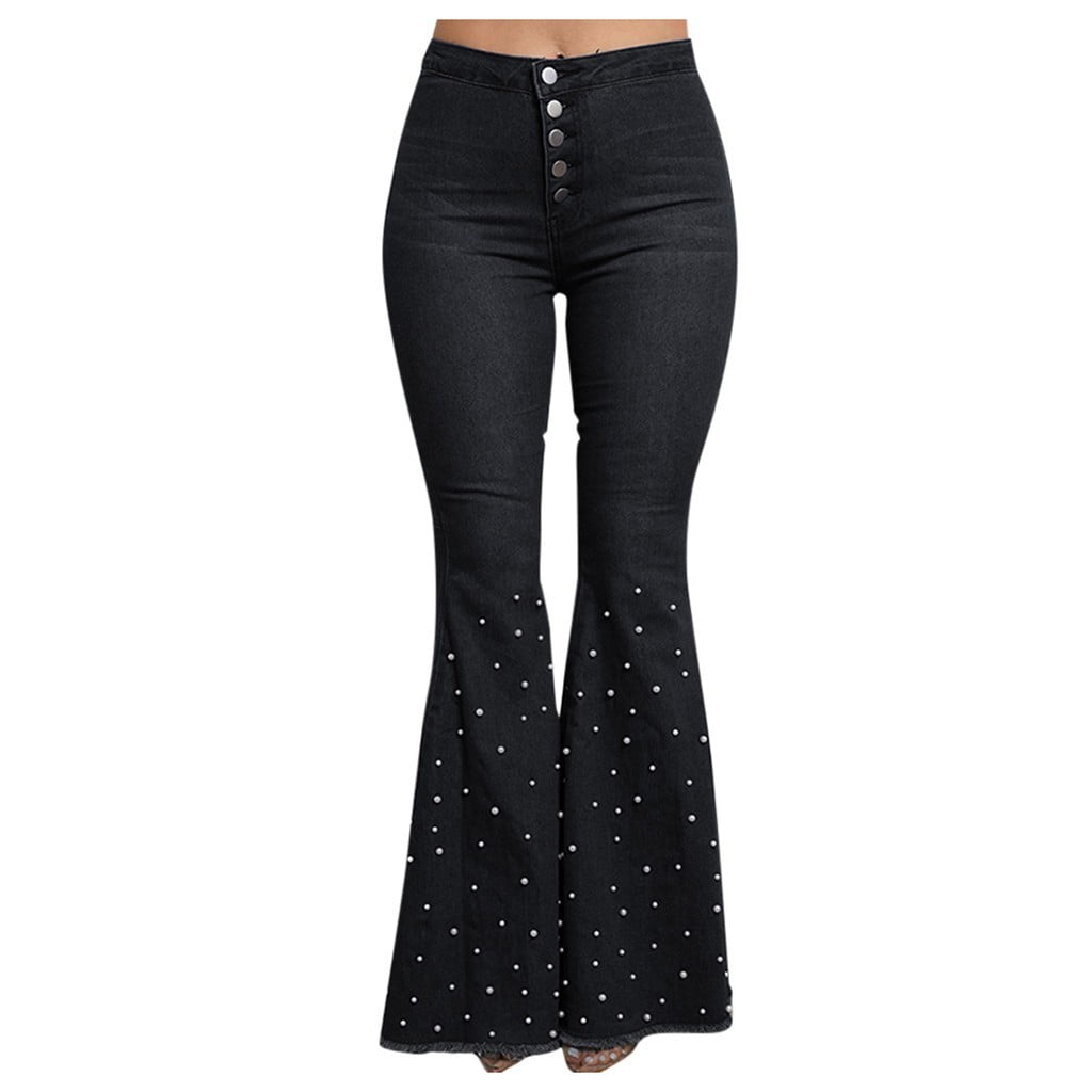 High Waist Solid Bell Bottom Pants