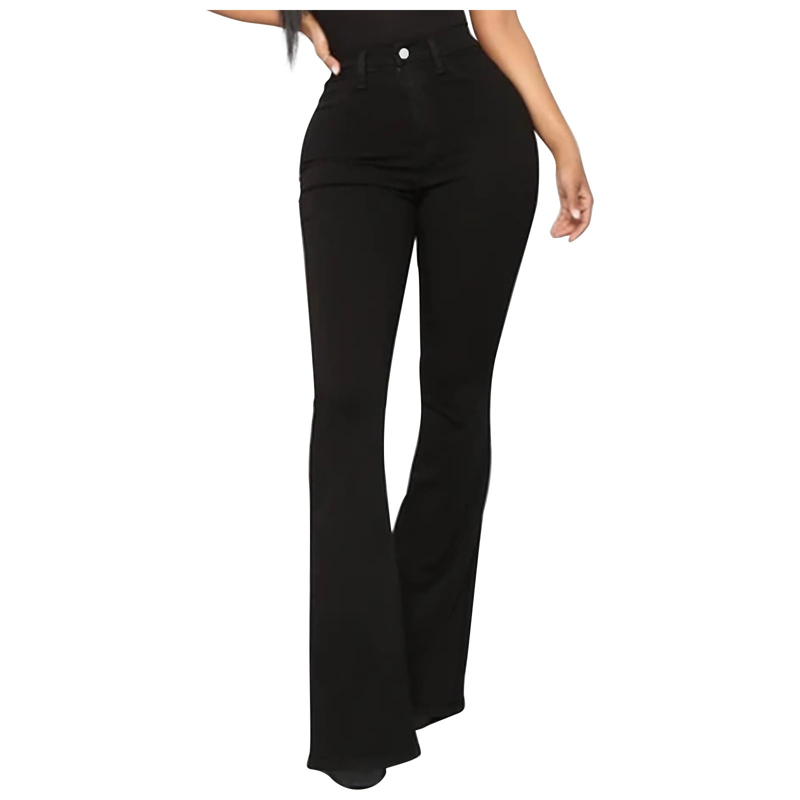 CIDER Women's High Waisted Bell Bottom Jeans - Stretchy Wide Leg Flare Denim Pants, Slim Fit, Retro Style For Casual Wear