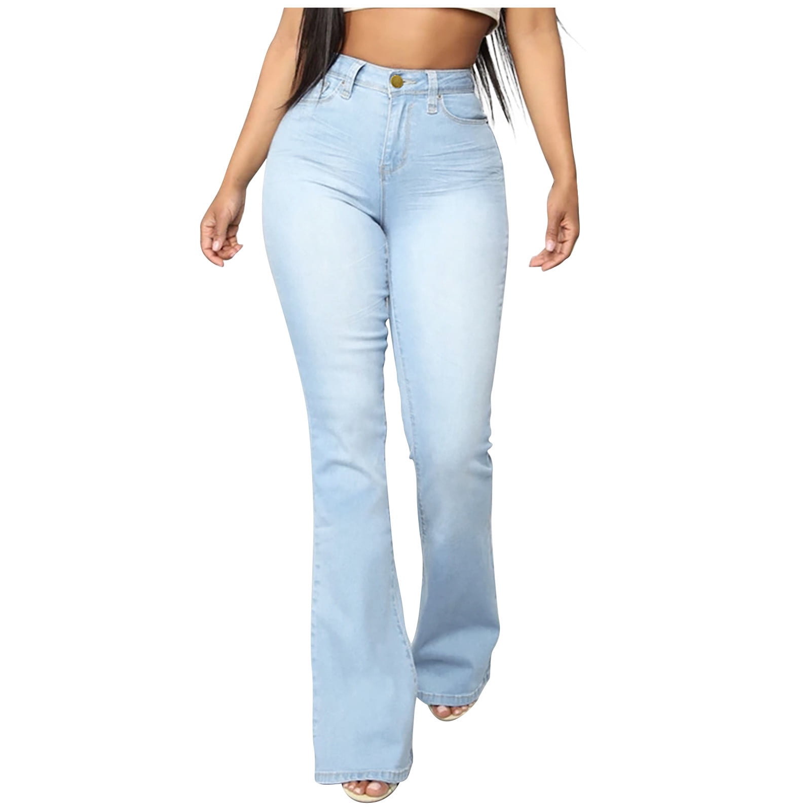 Vetinee Stretch High Rise Girlfriend Denim Jeans for Women Girls Casual  Summer Fall Bell Bottom Pants Size XL Size 16 Size 18