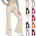 thumbnail image 1 of Bell Bottom Leggings for Girls Premium Stretch Flare Pants V‑crossover Slim Fit Side Pockets Athletic School‑ready Bottoms, 1 of 7