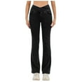thumbnail image 1 of Bell Bottoms for Women Elastic Waist Black Jeans Women Wide Leg Pants Womans Jeans, 1 of 5