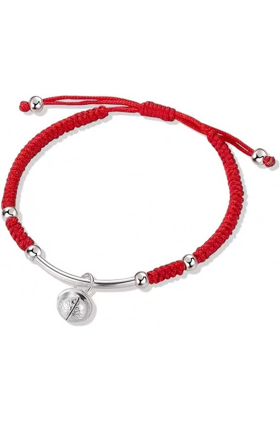Bell Bracelets for Women,Protection Bracelet for Women Men 925 Sterling Bell Charm Red String Bracelets Bangles Adjustable Gifts