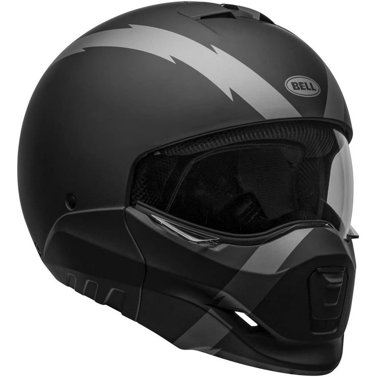 Bell Broozer Full Face. Open Face. In Your Face 2 in 1 Motorcycle Arc Matte Black with Gray Helmet XX Large Walmart
