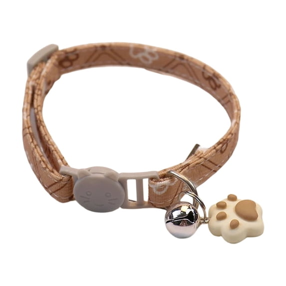 Bell Cat Collar with Safety Breakaway Buckle, Adjustable Footprint Pattern Kitten Collar, Cute Small Dog Necklace
