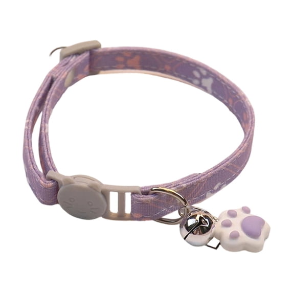 Bell Cat Collar with Safety Breakaway Buckle, Adjustable Footprint Pattern Kitten Collar, Cute Small Dog Necklace