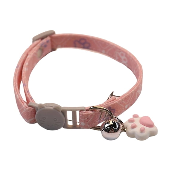 Bell Cat Collar with Safety Breakaway Buckle, Adjustable Footprint Pattern Kitten Collar, Cute Small Dog Necklace