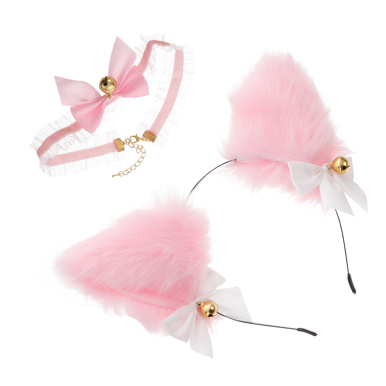 Bell Choker Headband Animal Ear Headdress Furry Ears Fabric Cat Hair