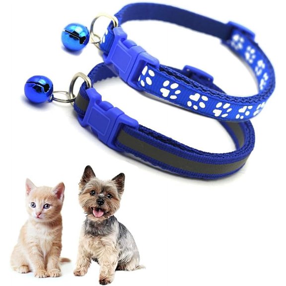 Bell Collar for Small Dogs, 2-Pack Reflective Cat Collar with Bells Girl Puppy Collar with Bell for XXS XS Tiny Little Kitten Pet Female Dogs
