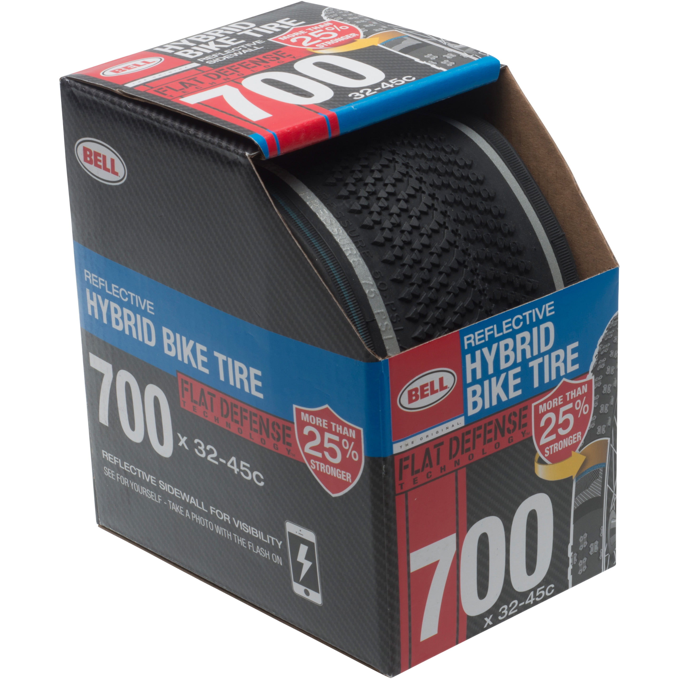 Bell Flat Defense Reflective Hybrid Bike Tire 700c x 32 45c Black Walmart