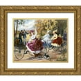 thumbnail image 1 of Bell, Henry 14x12 Gold Ornate Wood Framed with Double Matting Museum Art Print Titled - Tricyclists In The Park, 1 of 4