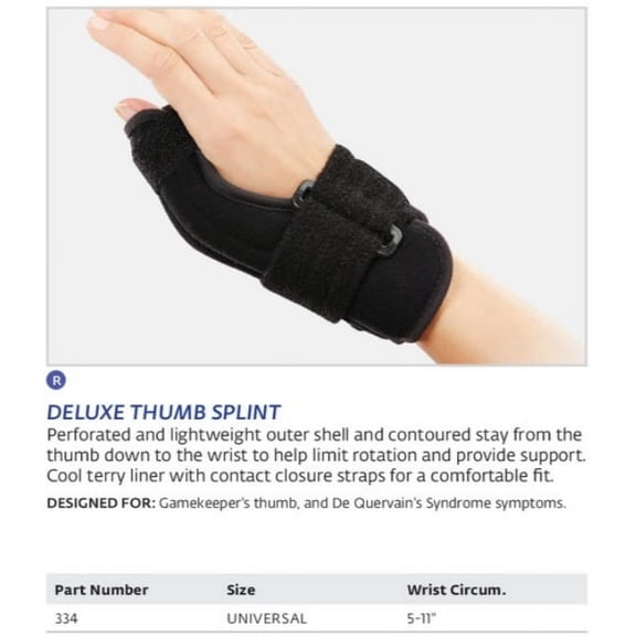 DJO Bell-Horn Deluxe Thumb Splint -Treatment of Arthritis/Skier's /Gamekeeper's Thumb