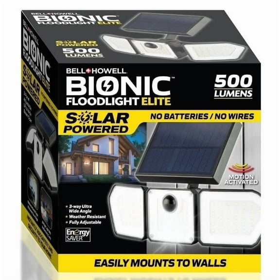 Bell+Howell Solar Lights Outdoor Solar Powered Flood Lights Motion Sensor Waterproof LED for Patio Porch Yard Bionic Floodlight Elite
