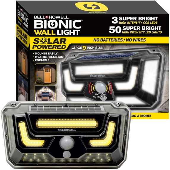 Bell + Howell Bionic Outdoor Wall Light Solar Powered Motion Sensor Waterproof LED for Porch